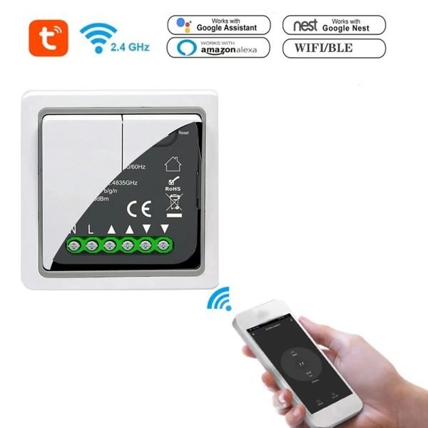 QS-WIFI-CP03 Tuya WiFi intelligens függönykapcsoló modul időzítési funkcióval APP távirányító, kompatibilis az Alexa Google Voice Control funkcióval (5 db)