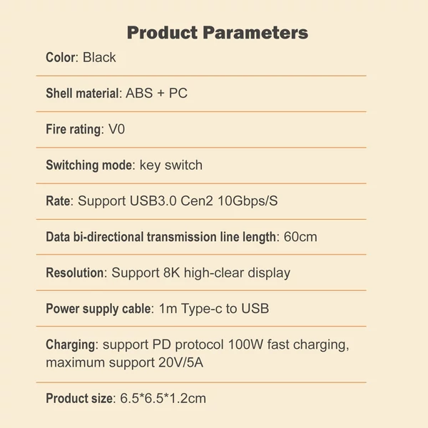 USB-C kétirányú kapcsoló 2 számítógép KVM kapcsoló 8K@60Hz HDR támogatás 10Gbps adatátvitel PD 100W töltés