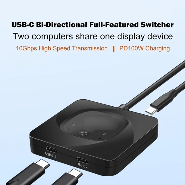 USB-C kétirányú kapcsoló 2 számítógép KVM kapcsoló 8K@60Hz HDR támogatás 10Gbps adatátvitel PD 100W töltés