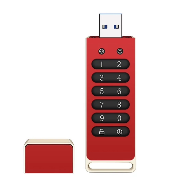 Titkosított biztonságos USB flash meghajtó AES 256 bites USB 3.0 hardveres jelszó Automatikus zár alumíniumötvözet ház titkosító billentyűzettel - 128GB