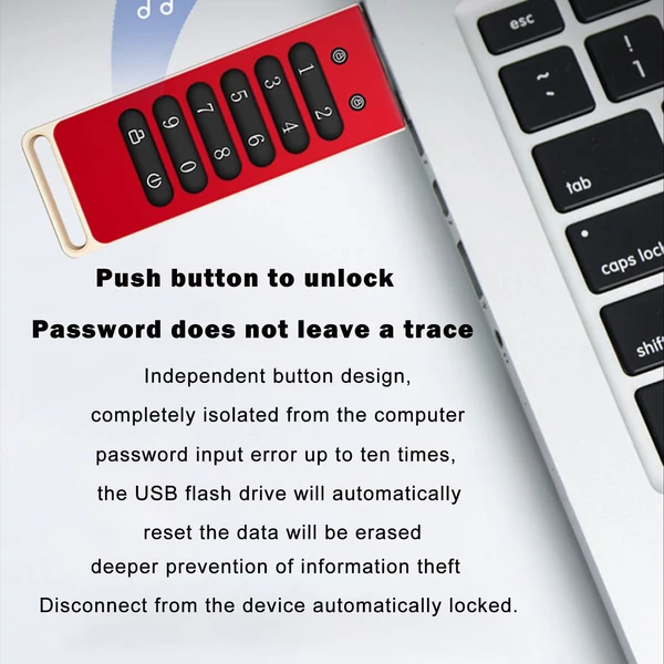 Titkosított biztonságos USB flash meghajtó AES 256 bites USB 3.0 hardveres jelszó Automatikus zár alumíniumötvözet ház titkosító billentyűzettel - 256GB