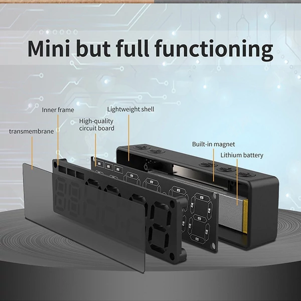Mini hordozható edzőterem-időzítő, újratölthető stopper, visszaszámláló/felfelé mágneses hátlappal