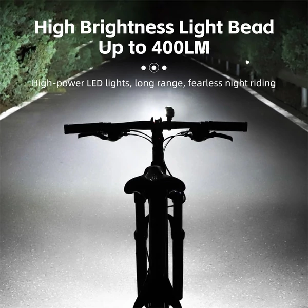 WEST BIKING 400 Lumen USB újratölthető kerékpáros lámpa vízálló több üzemmódban - Fekete