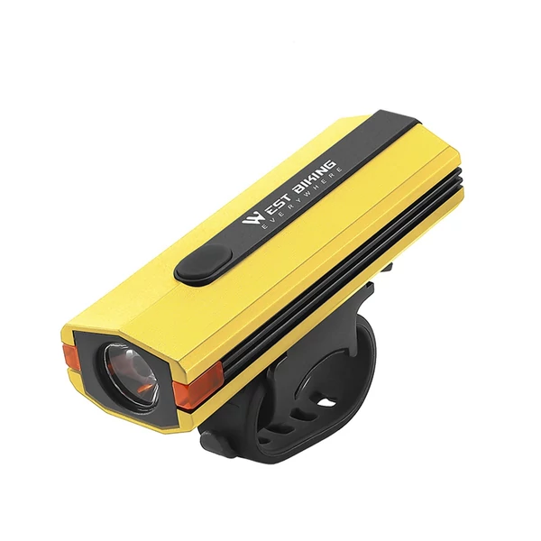 WEST BIKING 400 Lumen USB újratölthető kerékpáros lámpa vízálló több üzemmódban - Sárga