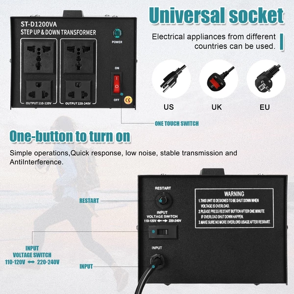 Step Up&Down Transformer Kompakt méretű feszültségátalakító 1200VA