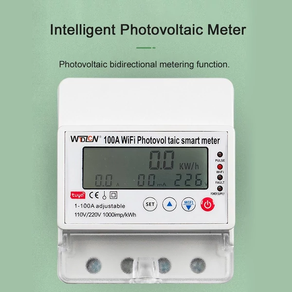 Tuya WiFi intelligens fotovoltaikus mérő megszakító időzítő többfunkciós szoláris kétirányú óramérő