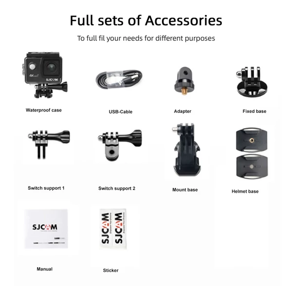SJCAM SJ4000AIR 4K HD akciókamera 2 hüvelykes IPS képernyővel, 16 MP 170°-os széles látószögű WiFi kapcsolat támogatása 30 méteres vízálló tok-adapterekkel