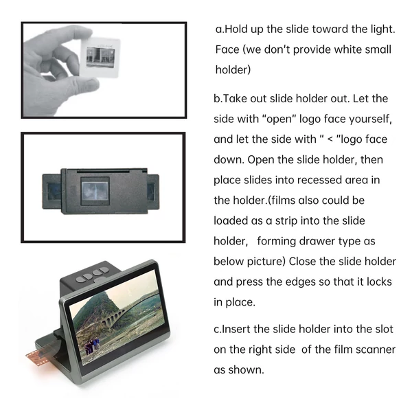 Bisofice film- és diaszkenner beépített 16 GB memória 7 hüvelykes LCD képernyő