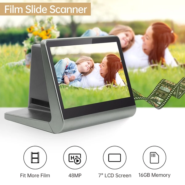 Bisofice film- és diaszkenner beépített 16 GB memória 7 hüvelykes LCD képernyő