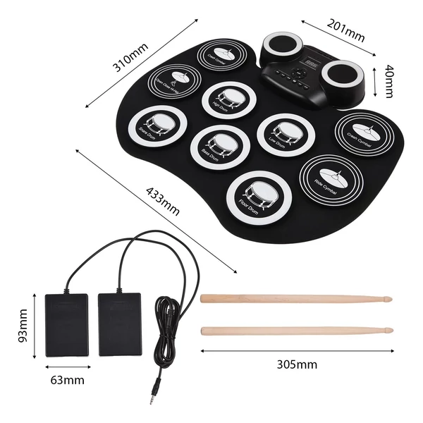G3002 hordozható roll-up elektronikus dobpad szilikon digitális dob