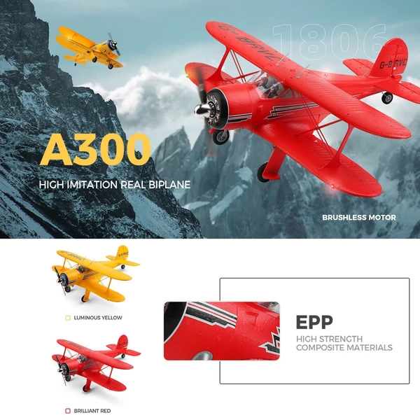 WLtoys A300 2,4 GHz-es távirányítós 3D/6G vitorlázó repülőgép - Piros