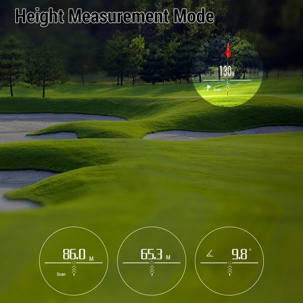 Golf távolságmérő 6X nagyítású digitális vadászati mérési monokuláris teleszkóp - Fekete, 1000 m