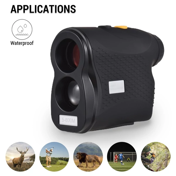 Golf távolságmérő 6X nagyítású digitális vadászati mérési monokuláris teleszkóp - Fekete, 600 m