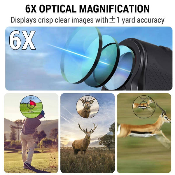 Golf távolságmérő 6X nagyítású digitális vadászati mérési monokuláris teleszkóp - Fehér, 800 m