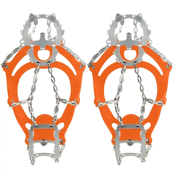 Női, férfi, csúszásgátló jég-hókapcsok, tárolótasakokkal gyalogtúrához, horgászathoz, hegymászáshoz (18 tüske) - Narancs, L méret