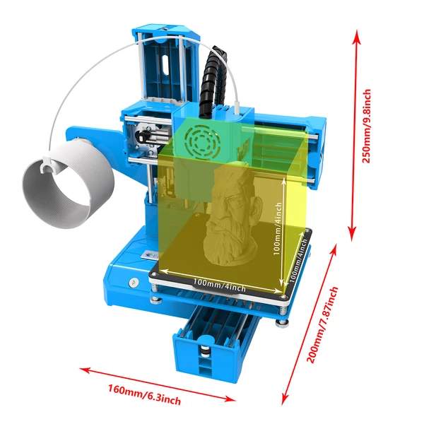 EasyThreed 3D Printer Mini Desktop gyerekeknek 100x100x100mm nyomtatási méret - Fekete