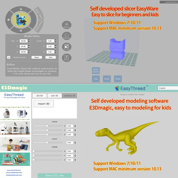 EasyThreed 3D Printer Mini Desktop gyerekeknek 100x100x100mm nyomtatási méret - Kék