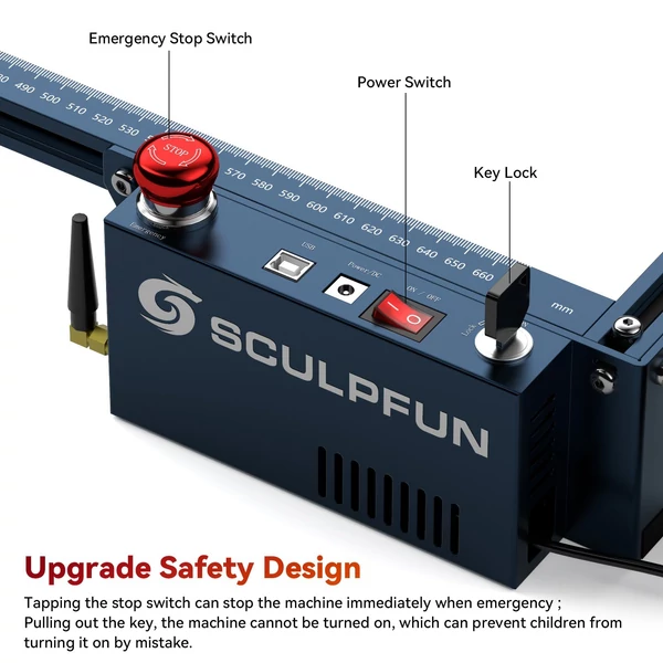 SCULPFUN S30 Ultra 33W lézergravírozó 400x400 mm-es méhsejt táblával és automatikus légrásegítéssel