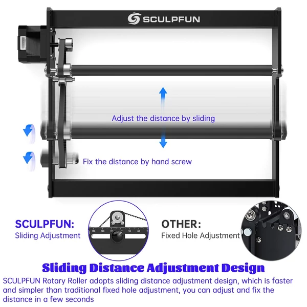 SCULPFUN S30 Ultra 33W lézergravírozó forgóhengerrel és 400x400 mm-es méhsejt munkaasztallal és automatikus légrásegítővel