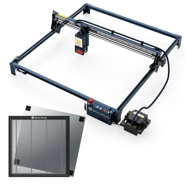 SCULPFUN S30 Ultra 22W lézergravírozó 400x400 mm-es méhsejt táblával és automatikus légrásegítéssel