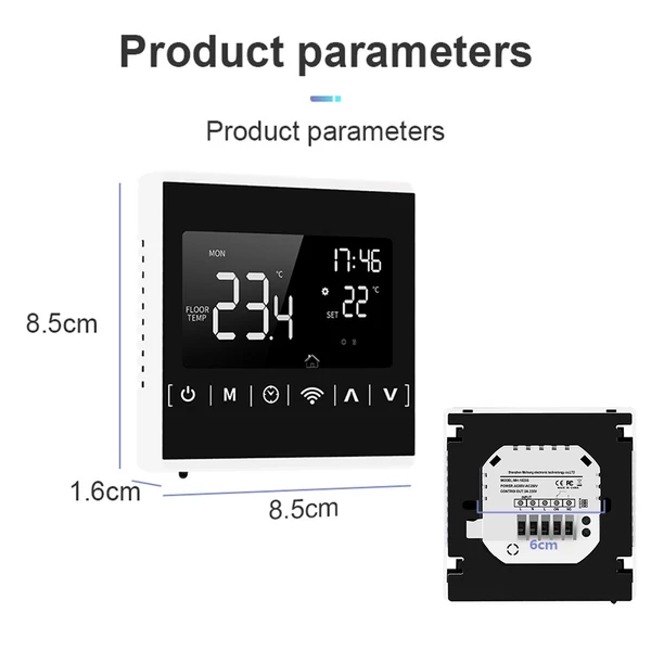 MEIH 85-250V Wi-Fi intelligens termosztát heti programozható APP vezérlés háttérvilágítás LCD vízmelegítés hőmérséklet szabályozó túlmelegedés elleni védelem fagyálló funkció ℃/ ℉ kapcsolható - Fehér