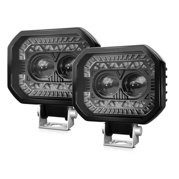 120 W 18000LM szuperfényes vízálló spot ködlámpa autóhoz, motorkerékpárhoz, terepjáróhoz, ATV teherautóhoz (2 db) - Négyzet alakú LED-es lámpa