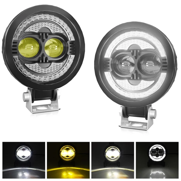 120 W 18000LM szuper fényes vízálló spot ködlámpa autóhoz, motorkerékpárhoz, terepjáróhoz, ATV teherautóhoz (2 db) - Kerek LED-es lámpa