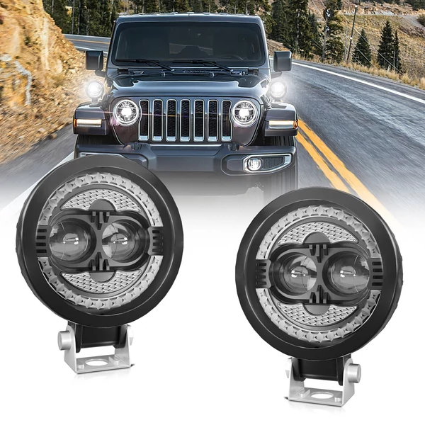 120 W 18000LM szuper fényes vízálló spot ködlámpa autóhoz, motorkerékpárhoz, terepjáróhoz, ATV teherautóhoz (2 db) - Kerek LED-es lámpa