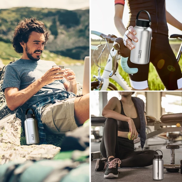 TOMSHOO 1050 ml-es rozsdamentes acél szivárgásmentes sportpalack szabadtéri kempingezéshez túrázáshoz, hátizsákkal, kerékpározáshoz, fitneszhez