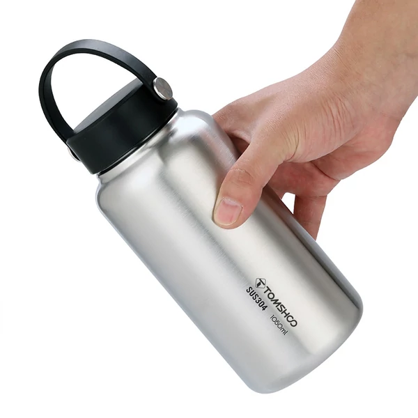 TOMSHOO 1050 ml-es rozsdamentes acél szivárgásmentes sportpalack szabadtéri kempingezéshez túrázáshoz, hátizsákkal, kerékpározáshoz, fitneszhez