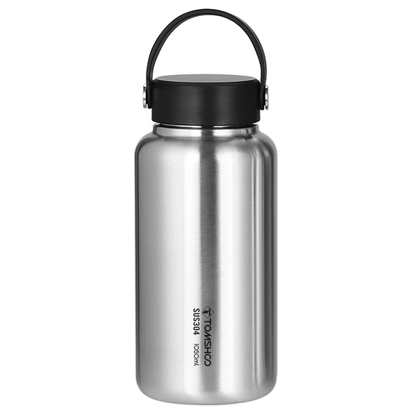 TOMSHOO 1050 ml-es rozsdamentes acél szivárgásmentes sportpalack szabadtéri kempingezéshez túrázáshoz, hátizsákkal, kerékpározáshoz, fitneszhez