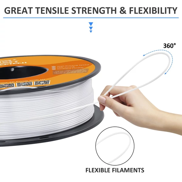 GEEETECH nagy sebességű PLA 3D nyomtatószál, 1,75 mm, nagy folyékonyságú, gyorsan kötő 1 kg, pontosság +/-0,03 mm, szabvány (1 tekercs) - Fehér