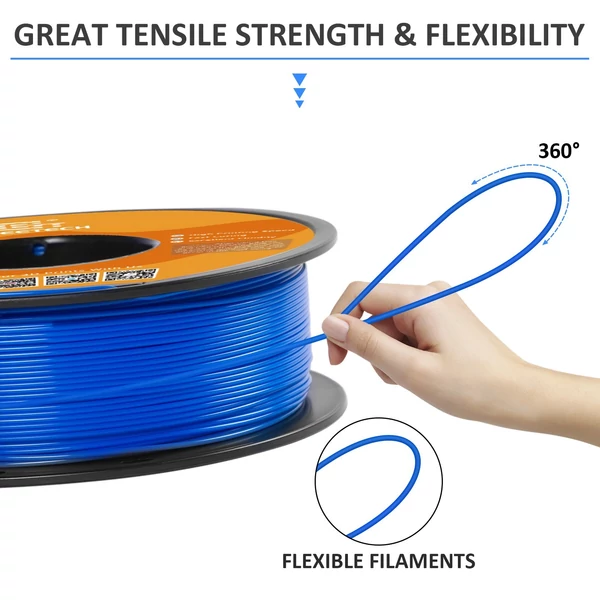 GEEETECH nagy sebességű PLA 3D nyomtatószál, 1,75 mm, nagy folyékonyságú, gyorsan kötő 1 kg, pontosság +/-0,03 mm, szabvány (1 tekercs) - Kék