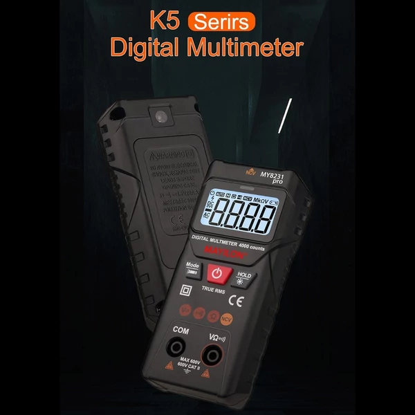 MAYILON digitális multiméter teszter NCV érintésmentes AC/DC feszültségérzékeléssel, ellenállásmérés, TRMS 4000 számlálók automatikus/kézi mérési mód Háttérvilágítású LCD kijelző adattartás funkció, be-ki