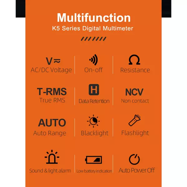 MAYILON digitális multiméter teszter NCV érintésmentes AC/DC feszültségérzékeléssel, ellenállásmérés, TRMS 4000 számlálók automatikus/kézi mérési mód Háttérvilágítású LCD kijelző adattartás funkció, be-ki