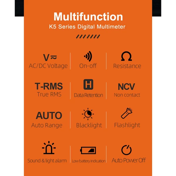 MAYILON digitális multiméter teszter NCV érintésmentes AC/DC feszültségérzékeléssel, ellenállásmérés, TRMS 4000 számlálók automatikus/kézi mérési mód Háttérvilágítású LCD kijelző adattartás funkció, be-ki