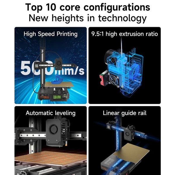 KINGROON KP3S PRO V2 3D nyomtató 500mm/s sebességű nyomtatási méret 200x200x200mm alkalmas Spft szálakhoz PLA/WOOD/TPU