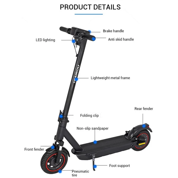 KAIROU HR18 PRO elektromos robogó 10 hüvelykes gumiabronccsal 500 W motor 48V 15AH akkumulátor, összecsukható, 40-50 km hatótáv