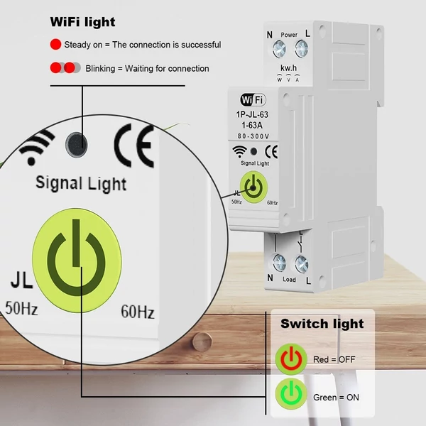 Tuya WiFi intelligens áramköri energiamérő megszakító BE KI Időzítés Automatikus visszazárás védő előre fizetett funkcióval Kompatibilis az Alexával és a Google Assistant hangvezérléshez