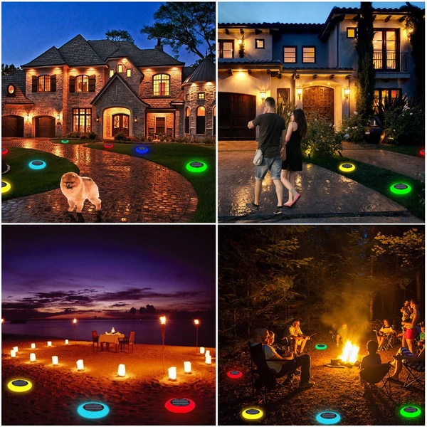 10 RGB LED színes gradiens dugaszolható földi terasz, kerti pázsitlámpa