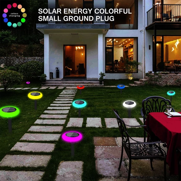 10 RGB LED színes gradiens dugaszolható földi terasz, kerti pázsitlámpa