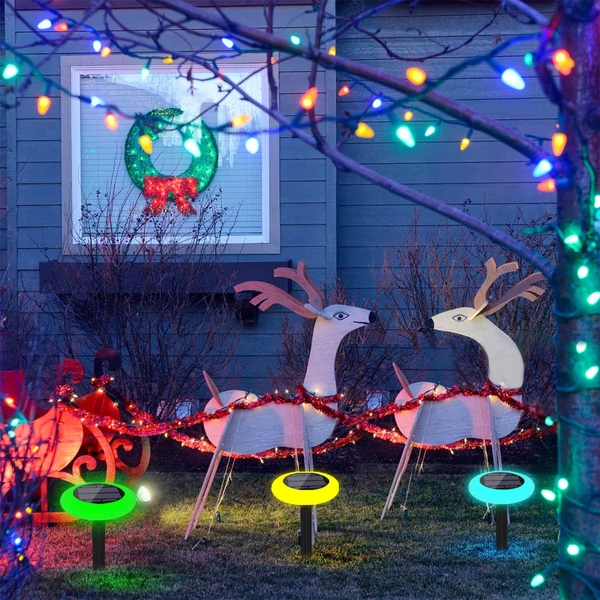 10 RGB LED színes gradiens dugaszolható földi terasz, kerti pázsitlámpa