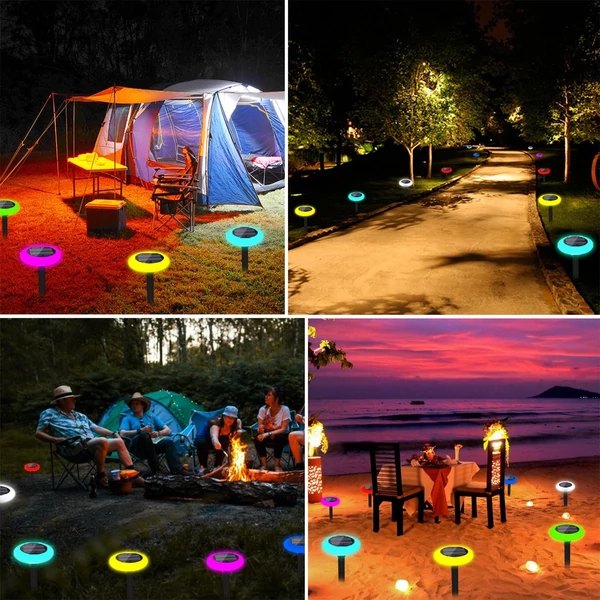 10 RGB LED színes gradiens dugaszolható földi terasz, kerti pázsitlámpa