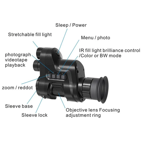 4X-14X nagyítású, 850 nm-es infravörös éjjellátó monokuláris infravörös digitális éjjellátó videofelvevő kamera lejátszási funkcióval