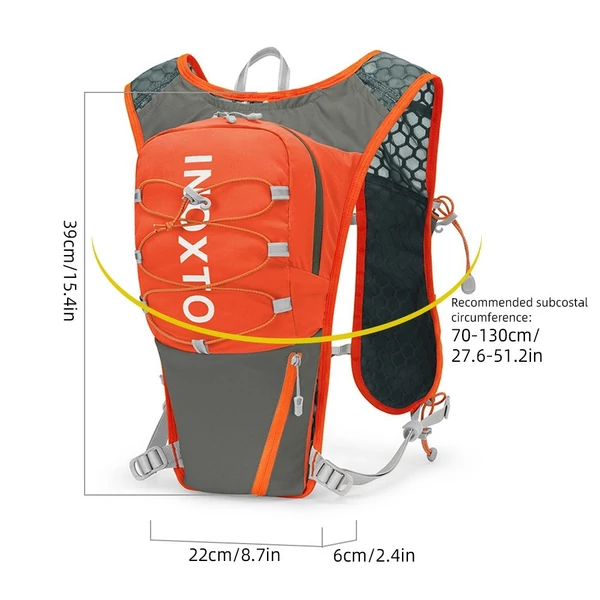 INOXTO nylon hidratáló csomag 5 literes hidratáló hátizsák könnyű vízi csomag futáshoz, túrázáshoz, lovagláshoz - Fekete