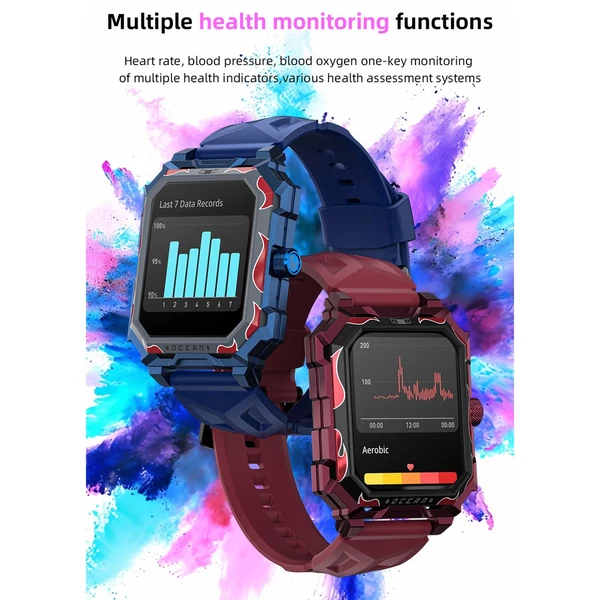 LOKMAT OCEAN MAX 1,96 hüvelykes TFT LCD teljes érintőképernyős Fitneszkövetős sport okosóra karkötő - Fekete