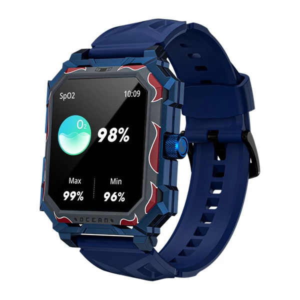 LOKMAT OCEAN MAX 1,96 hüvelykes TFT LCD teljes érintőképernyős Fitneszkövetős sport okosóra karkötő - Kék