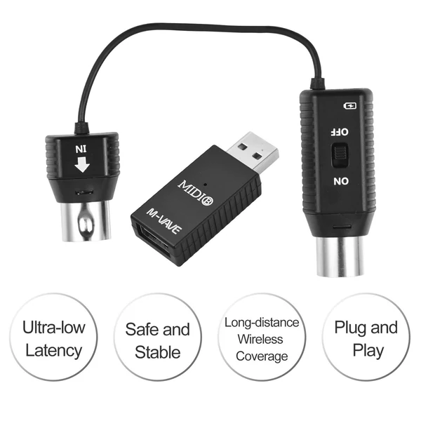 M-VAVE MS1 Mini vezeték nélküli átviteli rendszer MIDI rendszer MIDI adapter Plug and Play