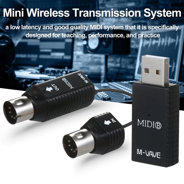 M-VAVE MS1 Mini vezeték nélküli átviteli rendszer MIDI rendszer MIDI adapter Plug and Play