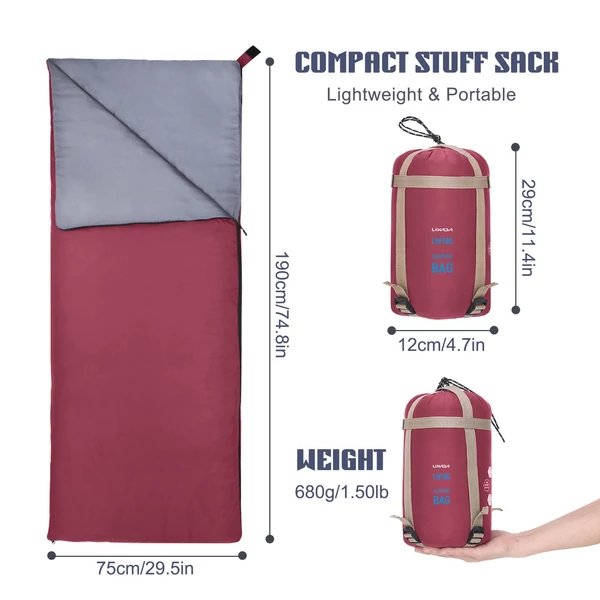 Lixada Outdoor Envelope hálózsák - Bordó